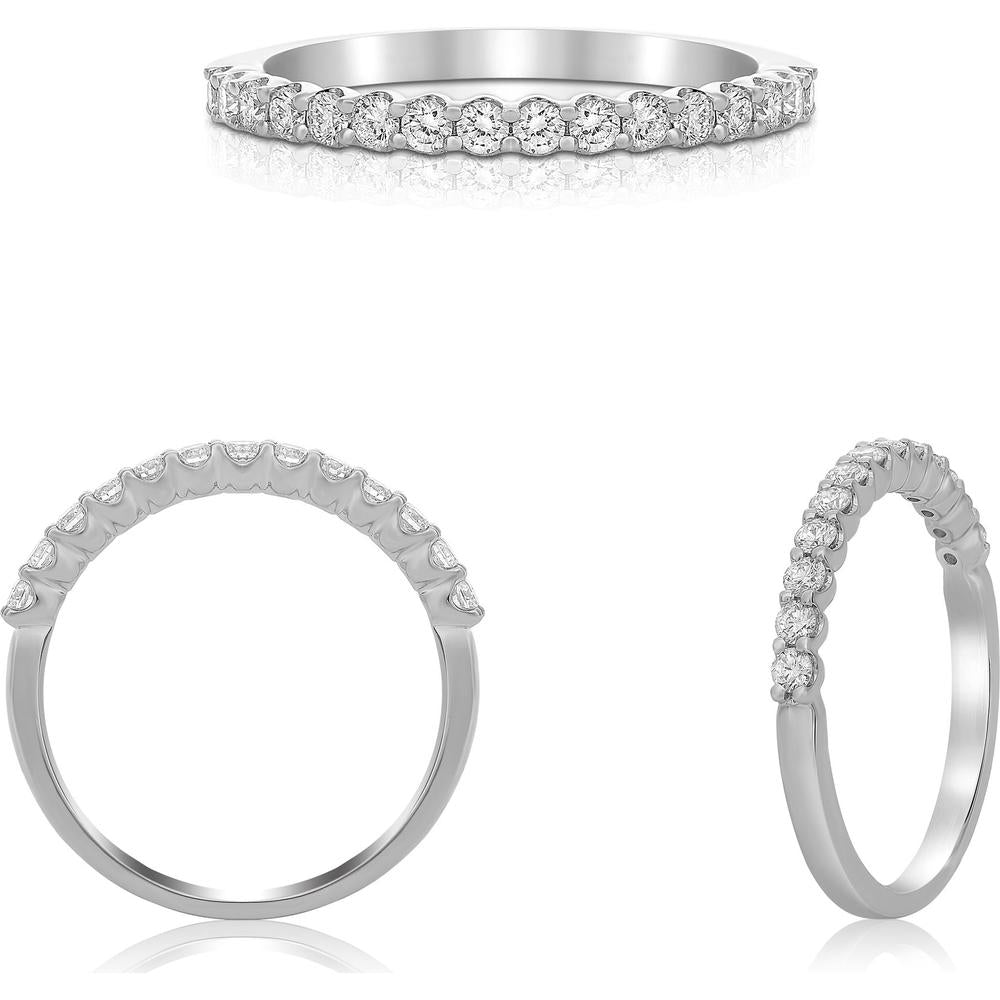 Roman & Jules - 14K White Gold Band with Round Diamonds - 0.31 Carat Total Diamond Weight