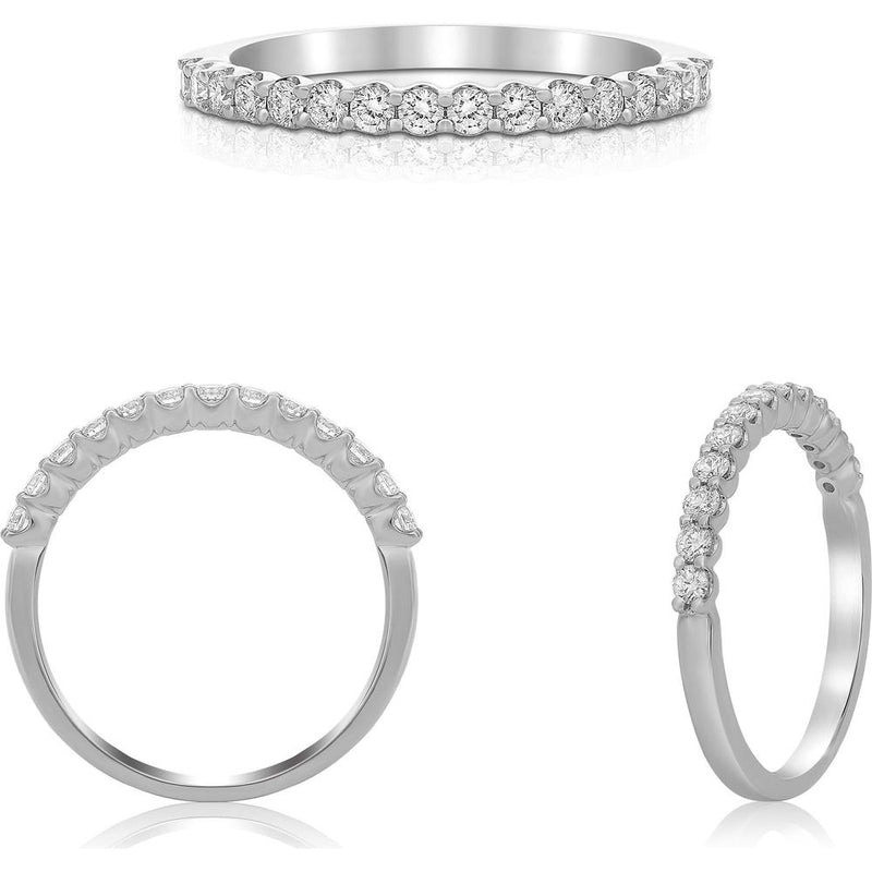 Roman & Jules - 14K White Gold Band with Round Diamonds - 0.31 Carat Total Diamond Weight