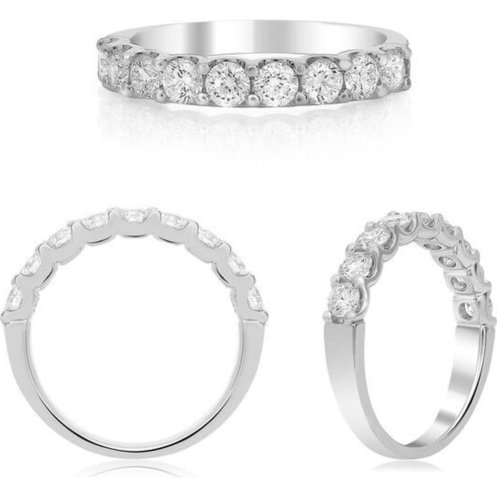 Roman & Jules - 14K White Gold Band with Round Diamonds - 0.90 Carat Total Diamond Weight