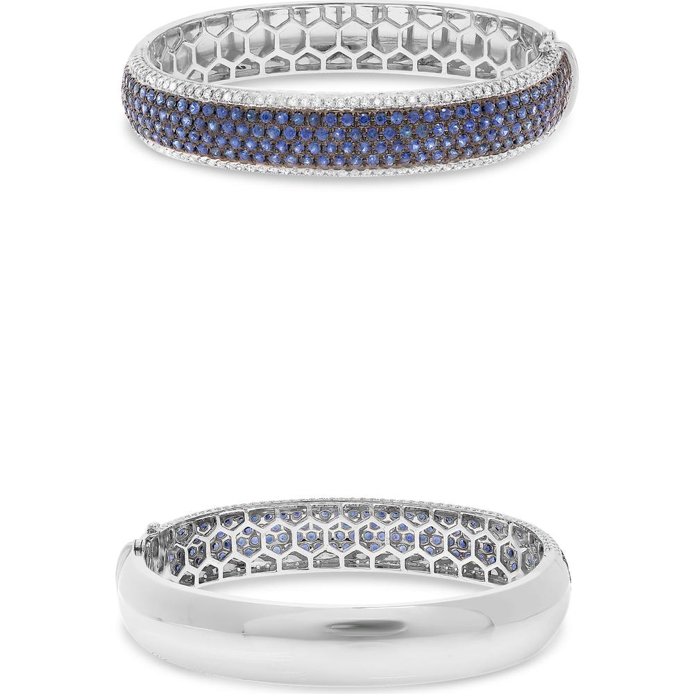 Roman & Jules - 14K White Gold Bangle with Micropavé Set Sapphires - 5.45 Carat Total Sapphire Weight