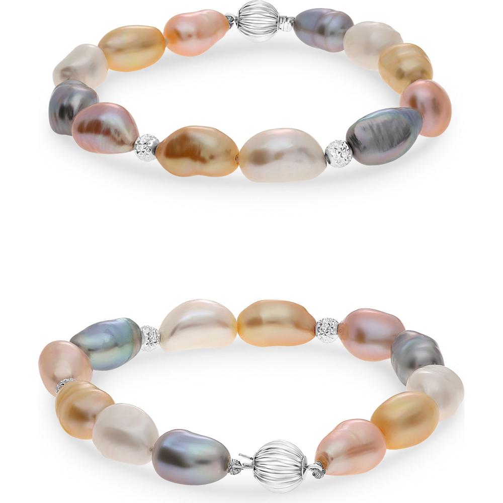 Roman & Jules - 14K White Gold Bracelet with 9.5+mm Pearls - Timeless Elegance