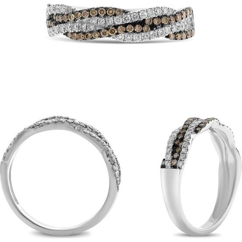 Roman & Jules - 14K White Gold Champagne Diamond Twist Ring - 0.44 Carat Total Diamond Weight