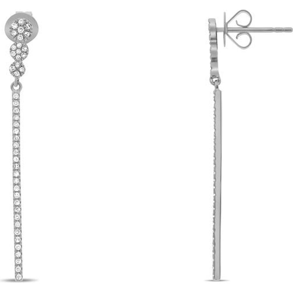 Roman & Jules - 14K White Gold Circle & Bar Diamond Dangle Earrings - 0.24 Carat Total Diamond Weight