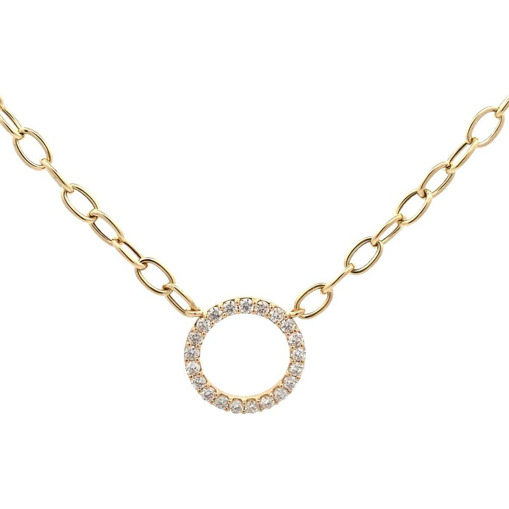 Roman & Jules - 14K White Gold Circle Pendant Necklace with Round Diamonds - 1.00 Carat Total Diamond Weight