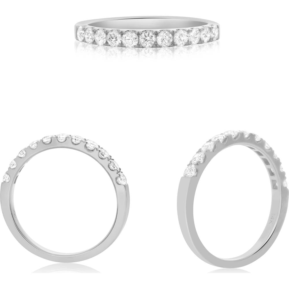 Roman & Jules - 14K White Gold Classic Band with 0.54 Carat Round Cut Diamonds - Micropavé Setting