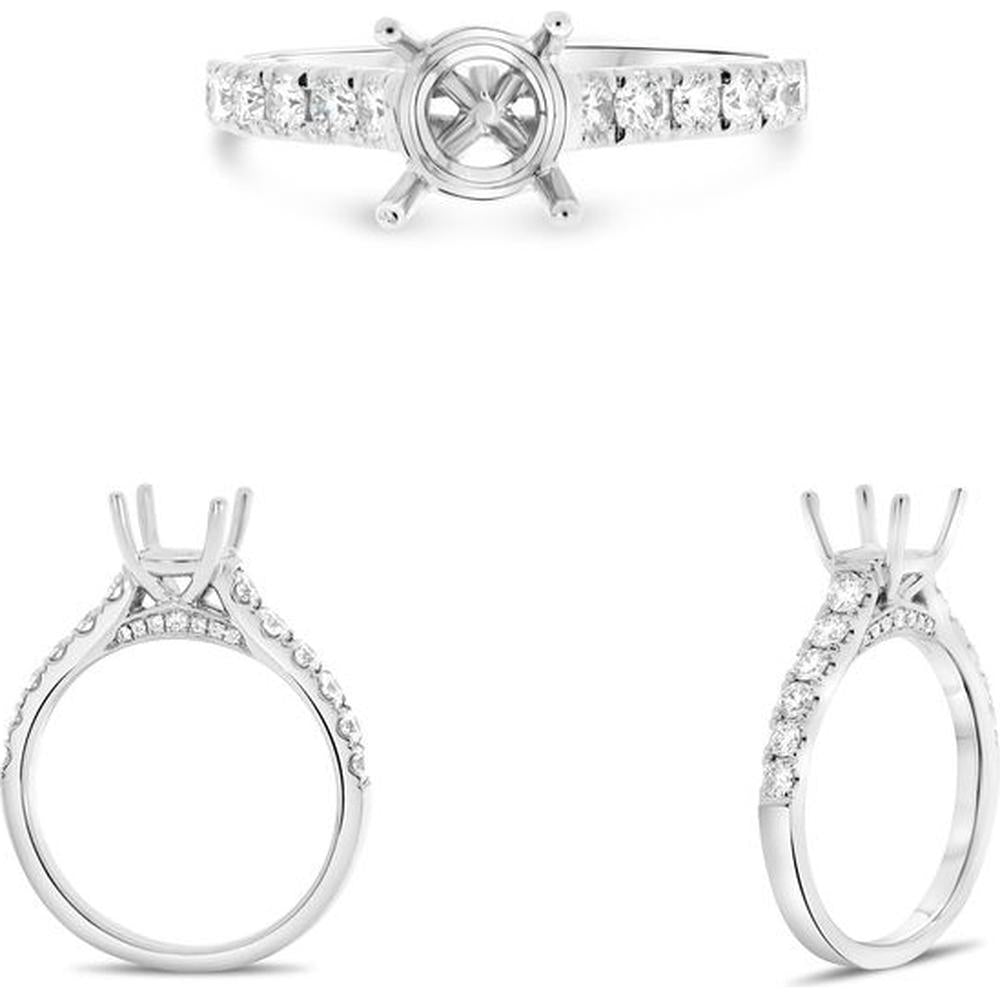 Roman & Jules - 14K White Gold Classic Half Pave Band with 0.55 Carat Round Diamonds