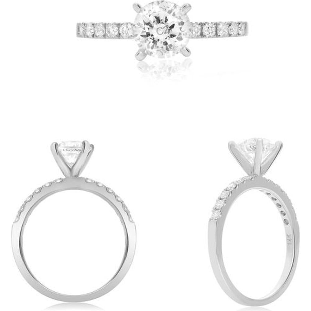 Roman & Jules - 14K White Gold Classic Pave Engagement Setting with 0.24 Carat Total Diamond Weight