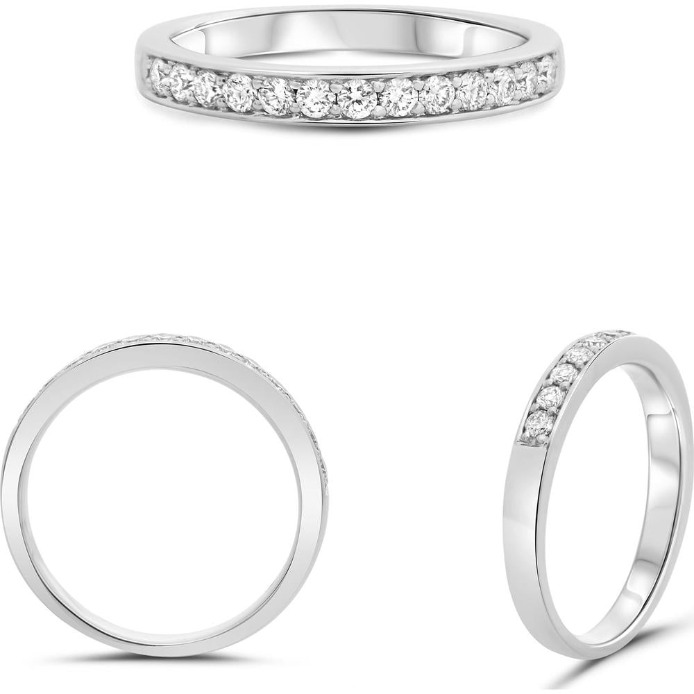 Roman & Jules - 14K White Gold Classic Shared Prong Diamond Band with 0.32 Carat Round Diamonds