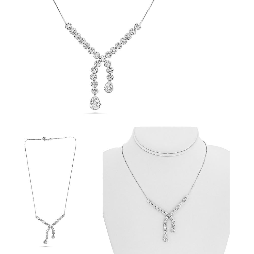 Roman & Jules - 14K White Gold Cross-Over Necklace with 2.86 Carat Round Diamonds