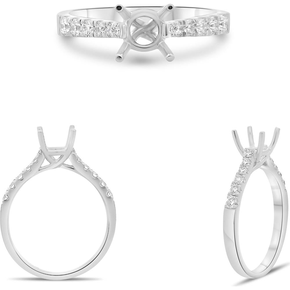 Roman & Jules - 14K White Gold Cushion Cut Yellow Diamond Ring with Round Diamonds - 0.29 Carat Total Diamond Weight