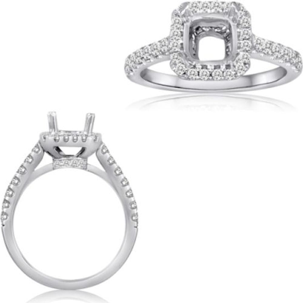 Roman & Jules - 14K White Gold Cushion Diamond Halo Engagement Ring - 0.45 Carat Total Diamond Weight