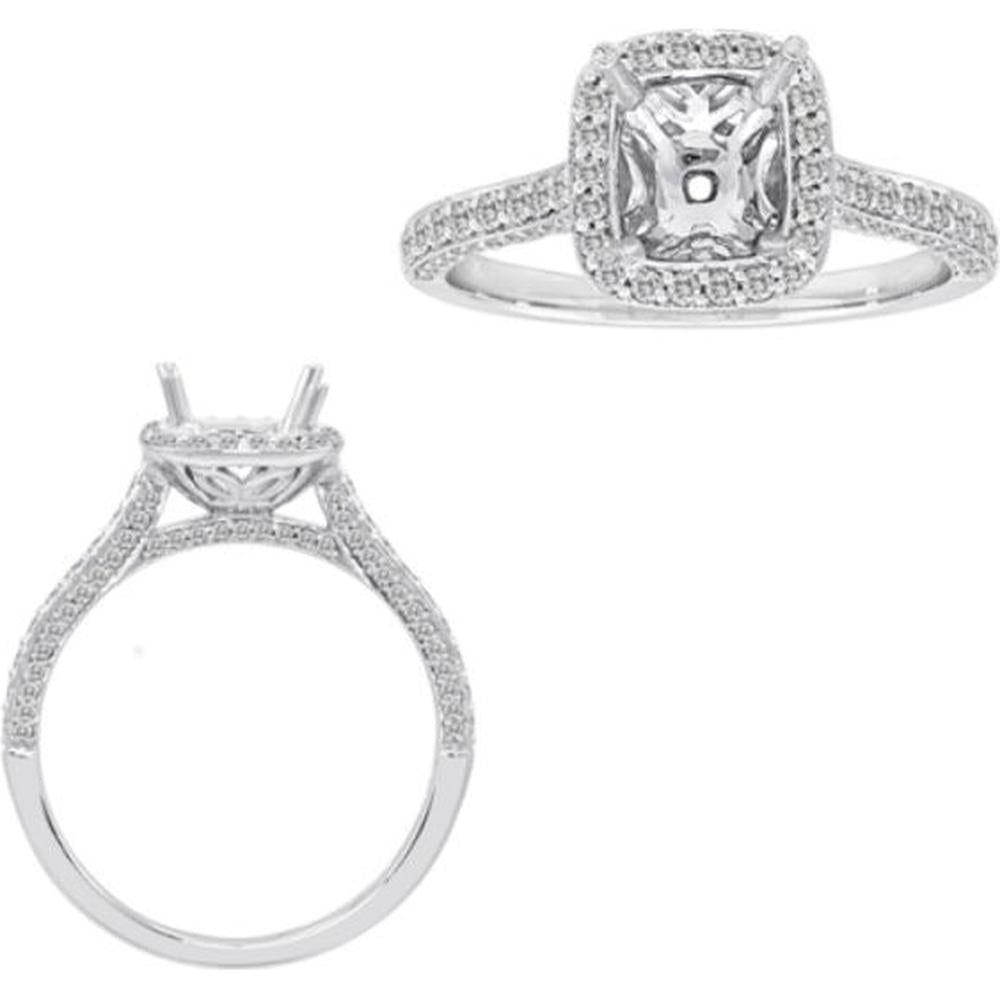 Roman & Jules - 14K White Gold Cushion Halo Diamond Engagement Ring - 0.50 Carat Total Diamond Weight