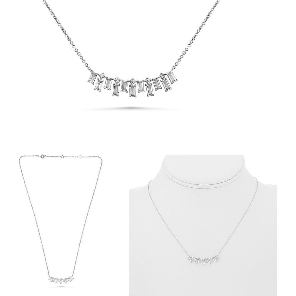 Roman & Jules - 14K White Gold Diamond and Quartz Pendant Necklace - 0.12 Carat Total Diamond Weight, 0.96 Carat Quartz
