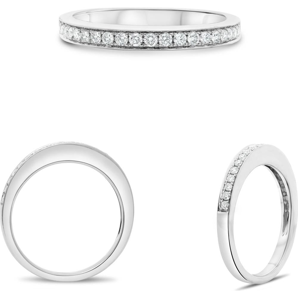 Roman & Jules - 14K White Gold Diamond Band Ring with Round Diamonds - 0.24 Carat Total Diamond Weight