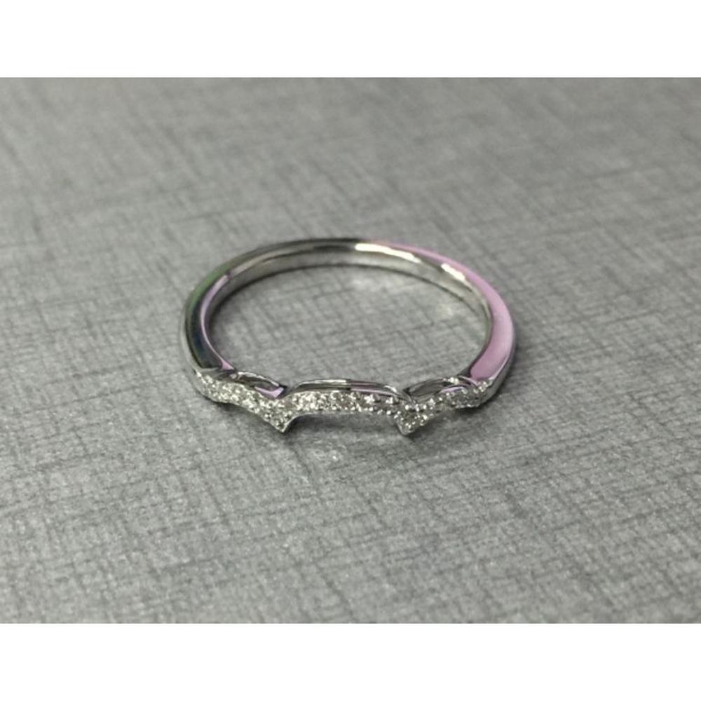 Roman & Jules - 14K White Gold Diamond Band with Milgrain Detail - 0.08 Carat Total Diamond Weight