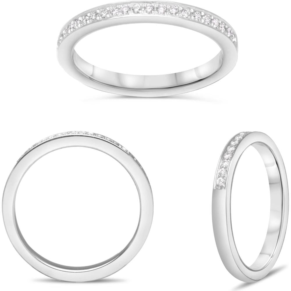 Roman & Jules - 14K White Gold Diamond Band with Round Diamonds - 0.15 Carat Total Diamond Weight