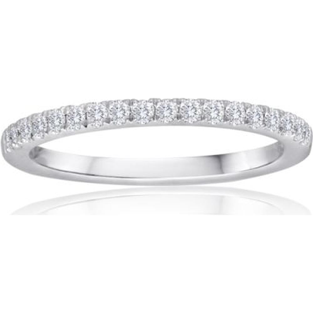 Roman & Jules - 14K White Gold Diamond Band with Round Prong Set Diamonds - 0.26 Carat Total Diamond Weight