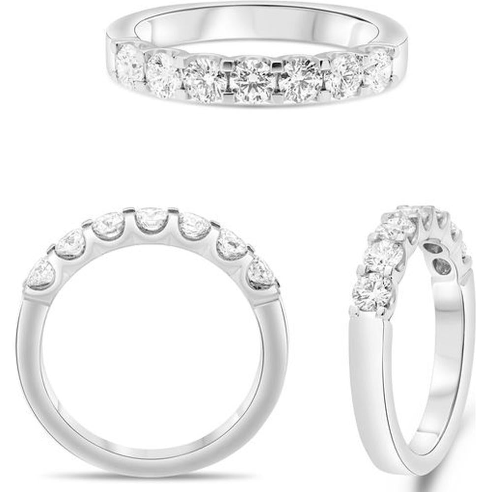 Roman & Jules - 14K White Gold Diamond Band with Shared U-Shape Setting - 0.83 Carat Total Diamond Weight