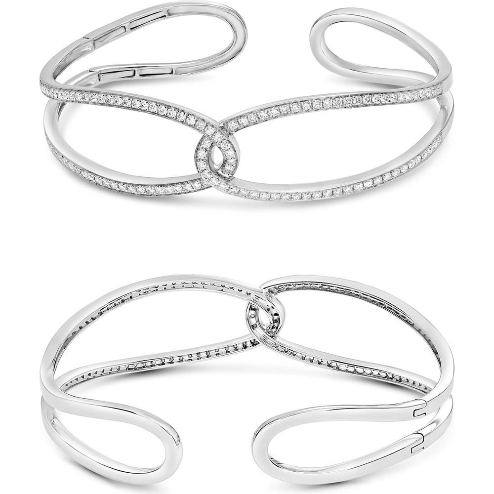 Roman & Jules - 14K White Gold Diamond Bangle with 1.20 Carat Total Round Diamonds