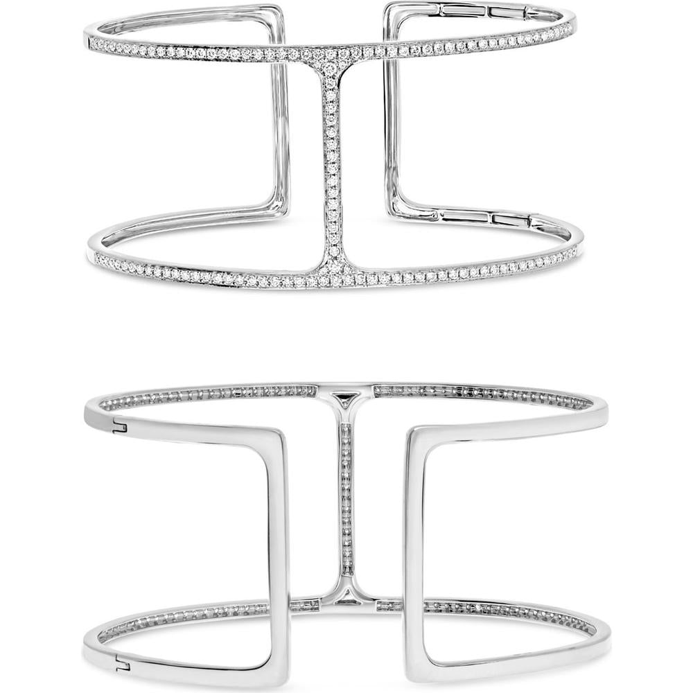 Roman & Jules - 14K White Gold Diamond Bangle with Round Diamonds - 1.00 Carat Total Diamond Weight