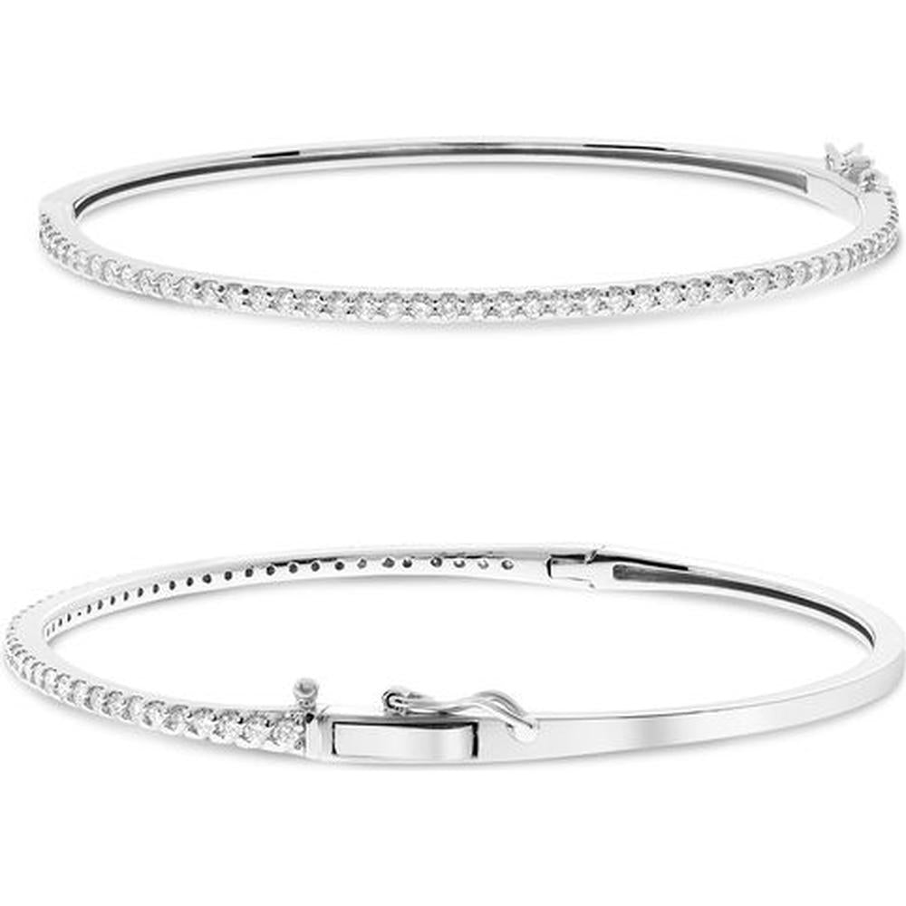 Roman & Jules - 14K White Gold Diamond Bangle with Round Diamonds - 1.00 Carat Total Diamond Weight