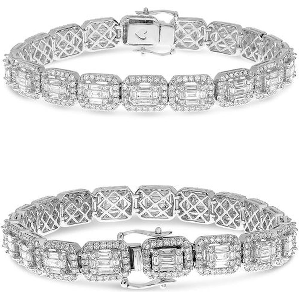 Roman & Jules - 14K White Gold Diamond Bracelet with Baguette and Round Diamonds - 5.30 Carat Total Diamond Weight