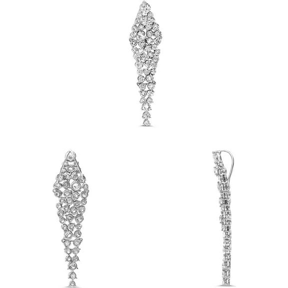 Roman & Jules - 14K White Gold Diamond Cluster Drop Earrings - 4.30 Carat Total Diamond Weight