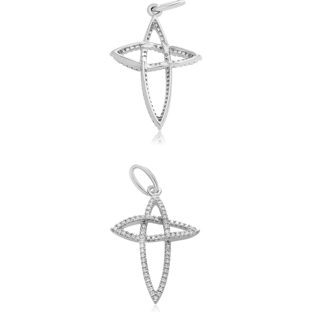 Roman & Jules - 14K White Gold Diamond Cross Pendant with 0.18 Carat Total Diamond Weight