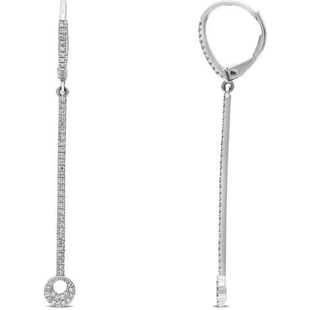 Roman & Jules - 14K White Gold Diamond Drop Earrings with Round Brilliant Diamonds - 0.28 Carat Total Diamond Weight