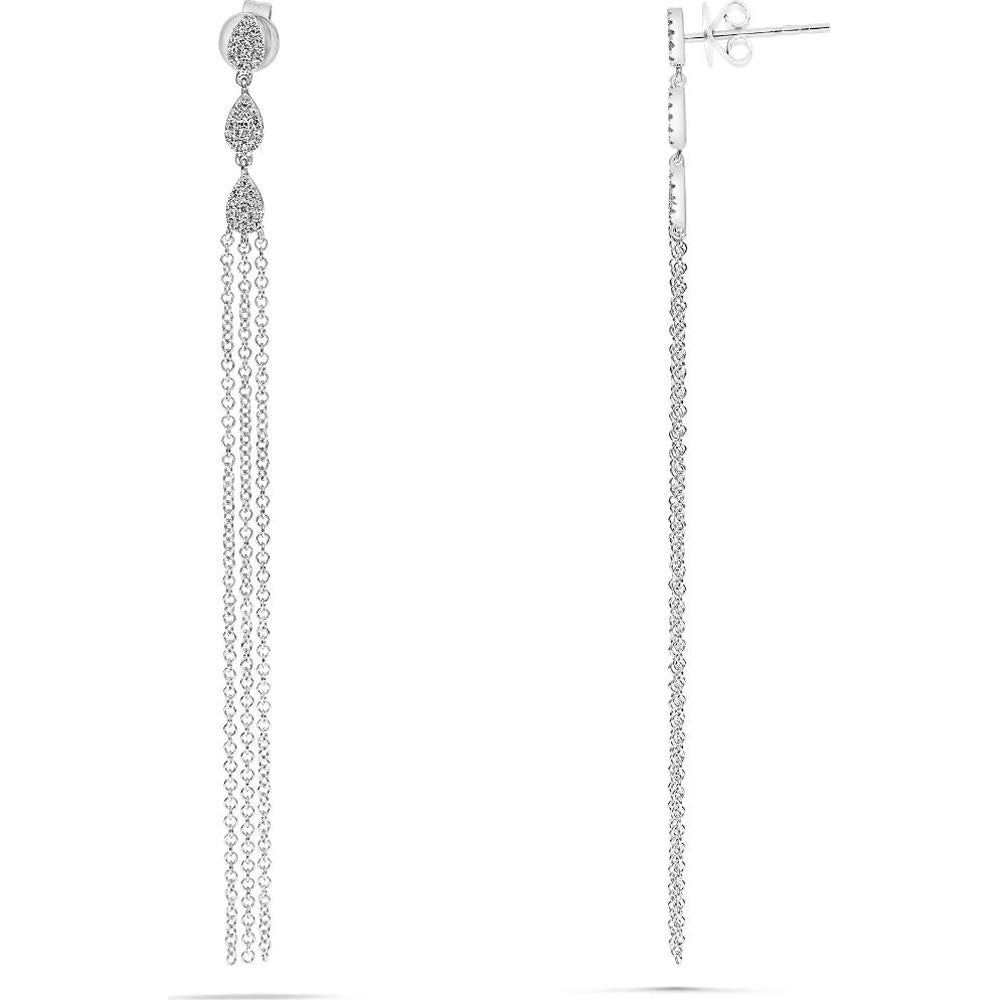 Roman & Jules - 14K White Gold Diamond Drop Earrings with Round Diamonds - 0.34 Carat Total Diamond Weight