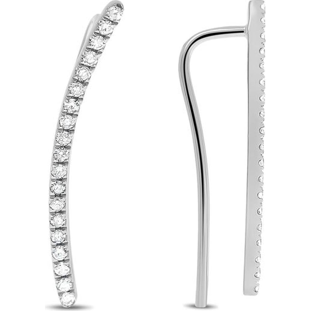 Roman & Jules - 14K White Gold Diamond Earrings with 0.24 Carat Total Round Diamonds in Micropavé Setting