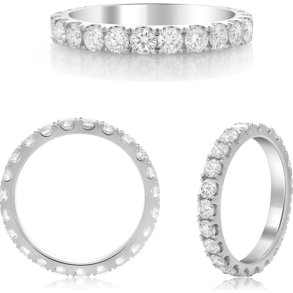 Roman & Jules - 14K White Gold Diamond Eternity Band with Micropavé Set Round Diamonds - 1.62 Carat Total Diamond Weight