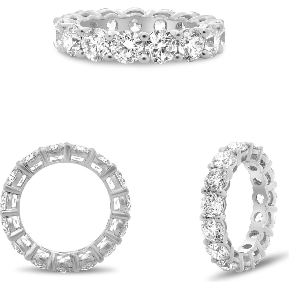 Roman & Jules - 14K White Gold Diamond Eternity Band with Shared Prong Set Round Cut Diamonds - 5.88 Carat Total Diamond Weight