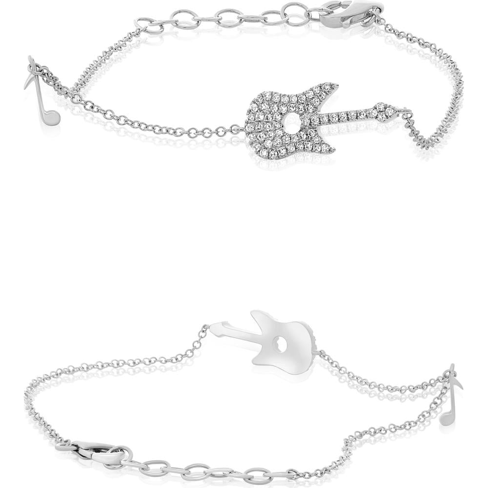 Roman & Jules - 14K White Gold Diamond Guitar Bracelet with 0.15 Carat Round Diamonds