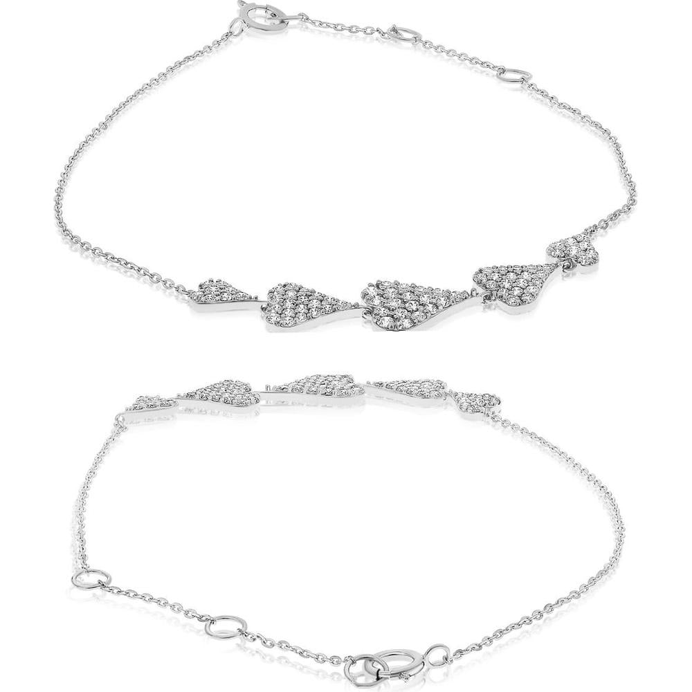 Roman & Jules - 14K White Gold Diamond Heart Bracelet with 0.56 Carat Round Diamonds in Shared Prong Setting