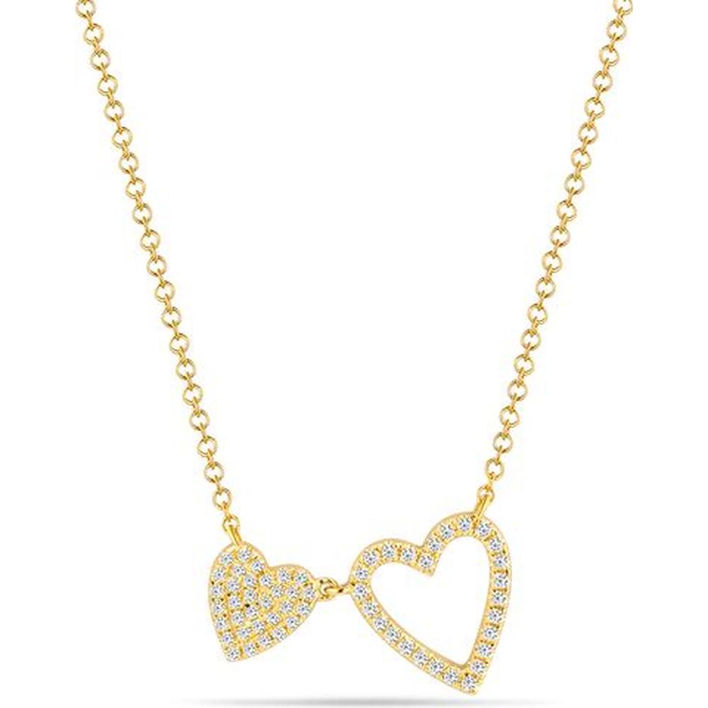 Roman & Jules - 14K White Gold Diamond Heart Necklace with 0.15 Carat Round Diamonds