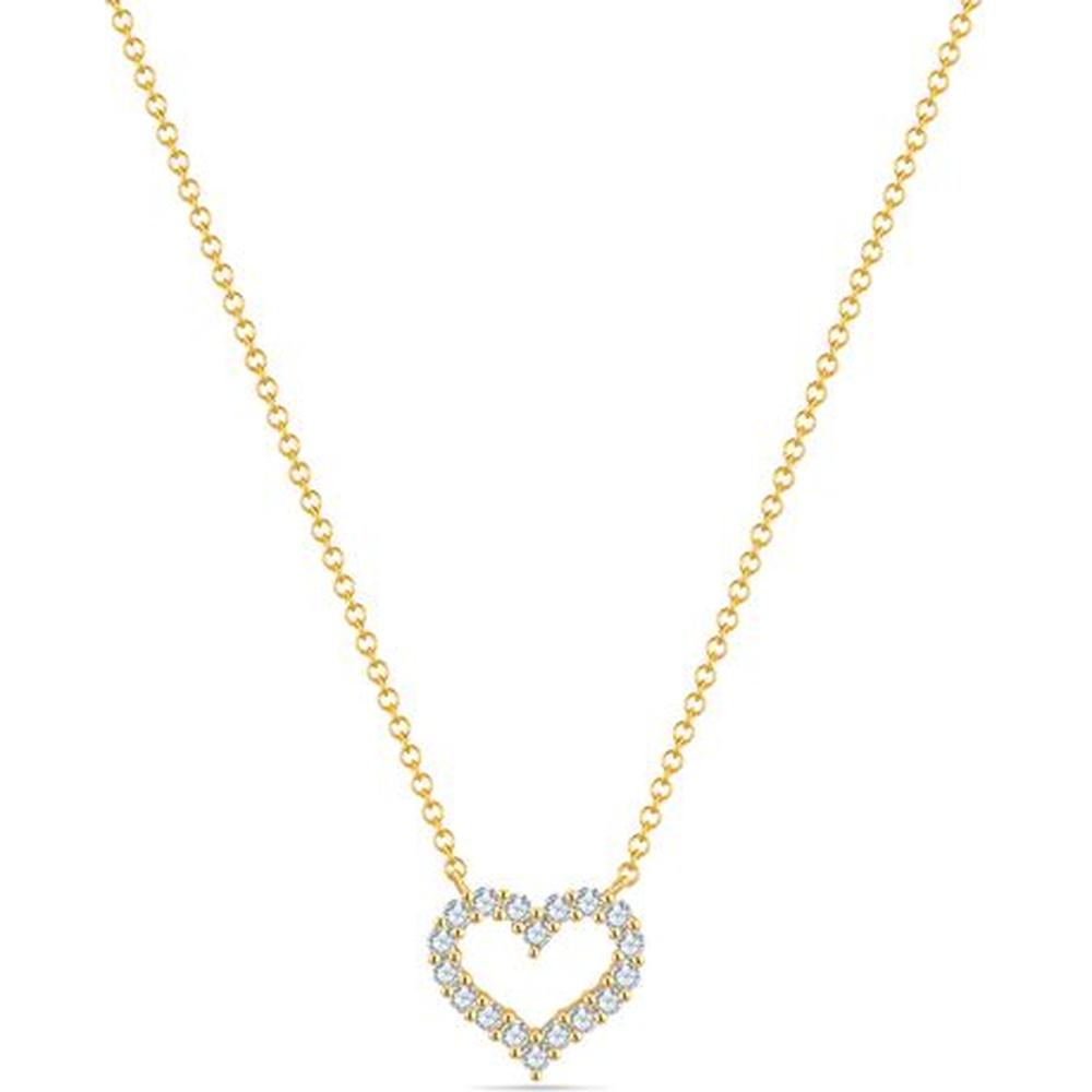 Roman & Jules - 14K White Gold Diamond Heart Necklace with 0.25 Carat Round Diamonds