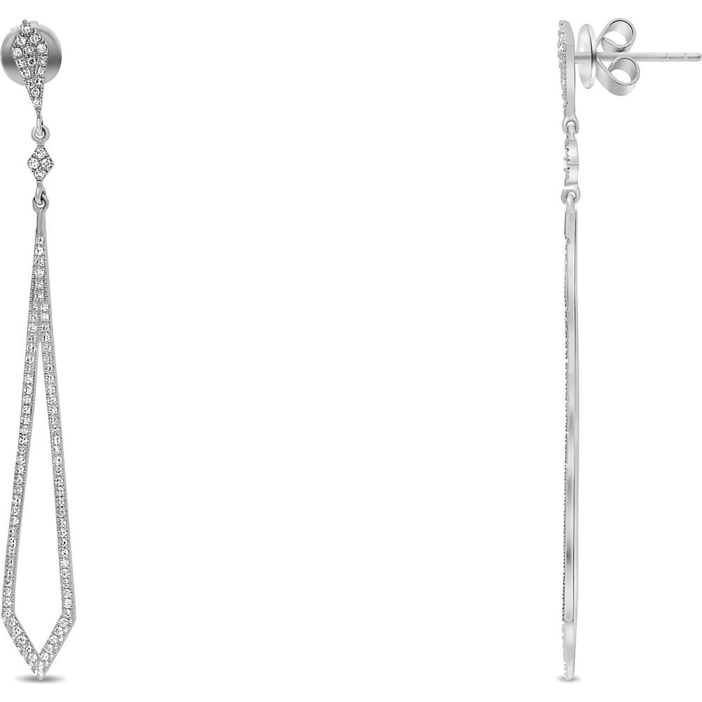 Roman & Jules - 14K White Gold Diamond Kite Dangle Earrings - 0.44 Carat Total Diamond Weight