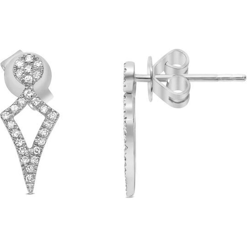 Roman & Jules - 14K White Gold Diamond Kite Stud Earrings with 0.11 Carat Round Diamonds