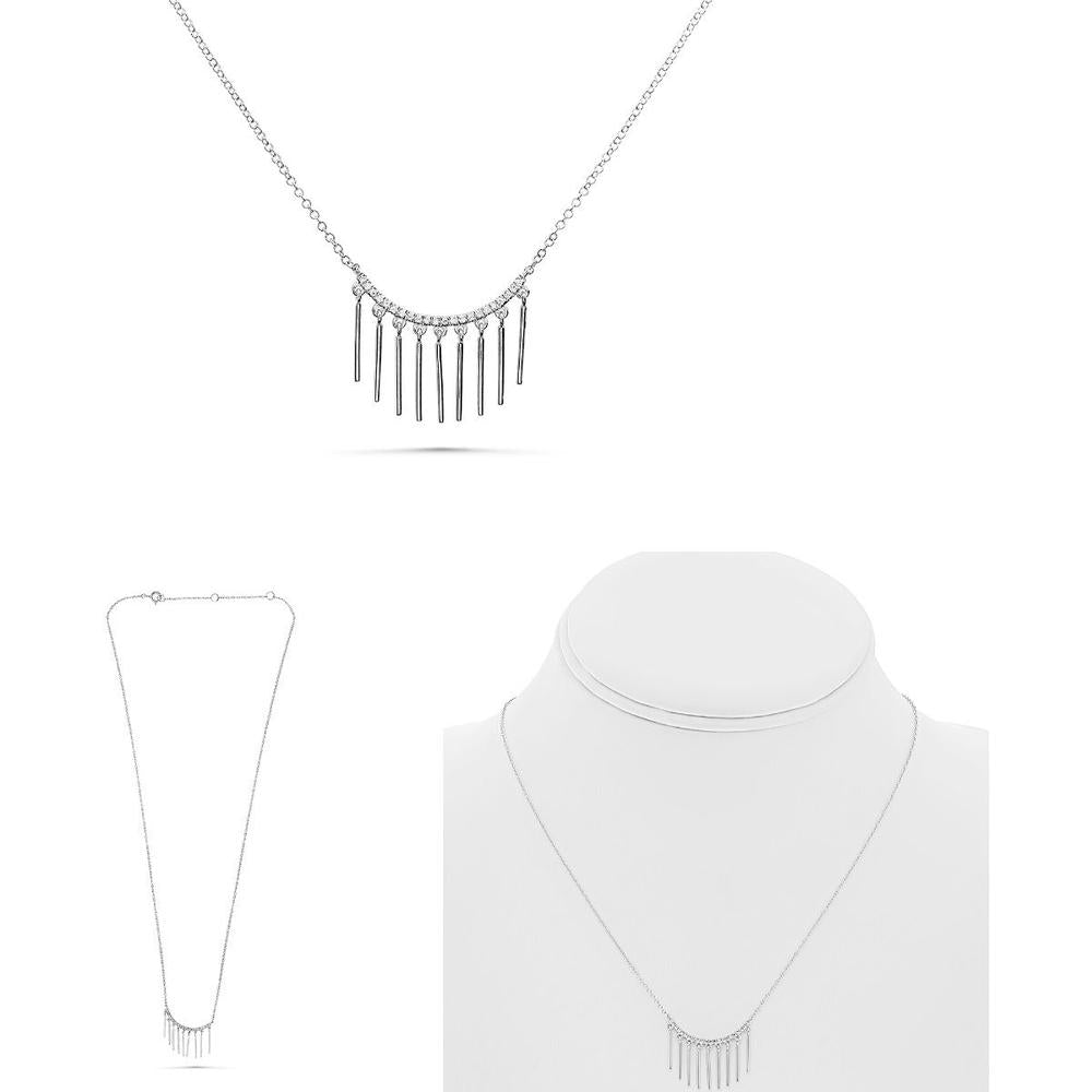 Roman & Jules - 14K White Gold Diamond Necklace with 0.07 Carat Round Diamonds