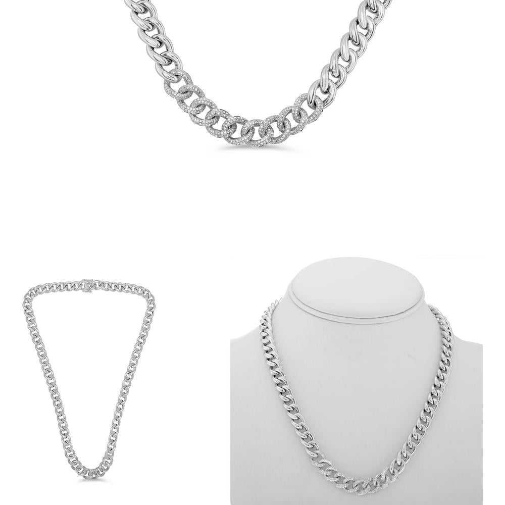 Roman & Jules - 14K White Gold Diamond Necklace with 1.26 Carat Total Round Diamonds