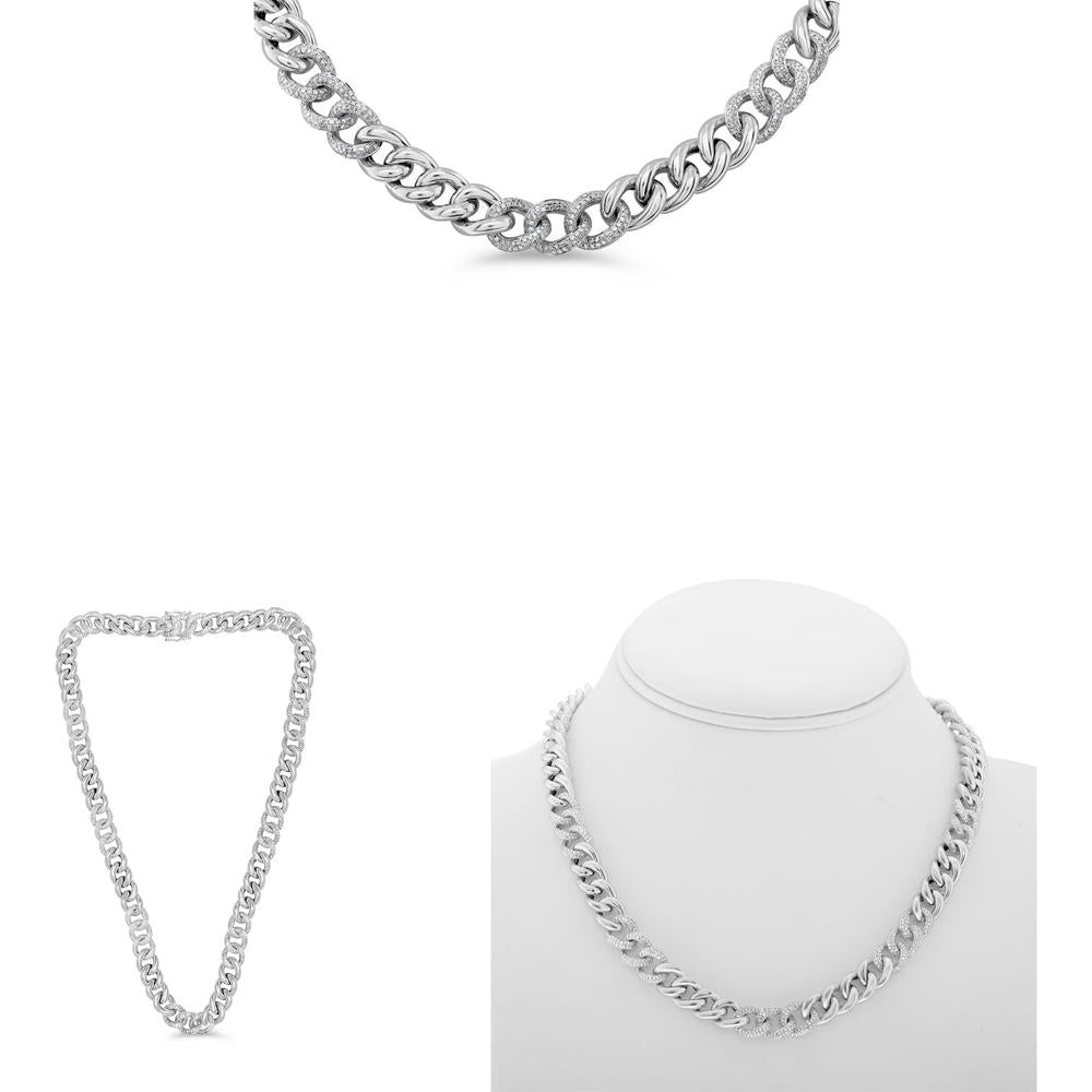 Roman & Jules - 14K White Gold Diamond Necklace with Round Diamonds - 4.03 Carat Total Diamond Weight