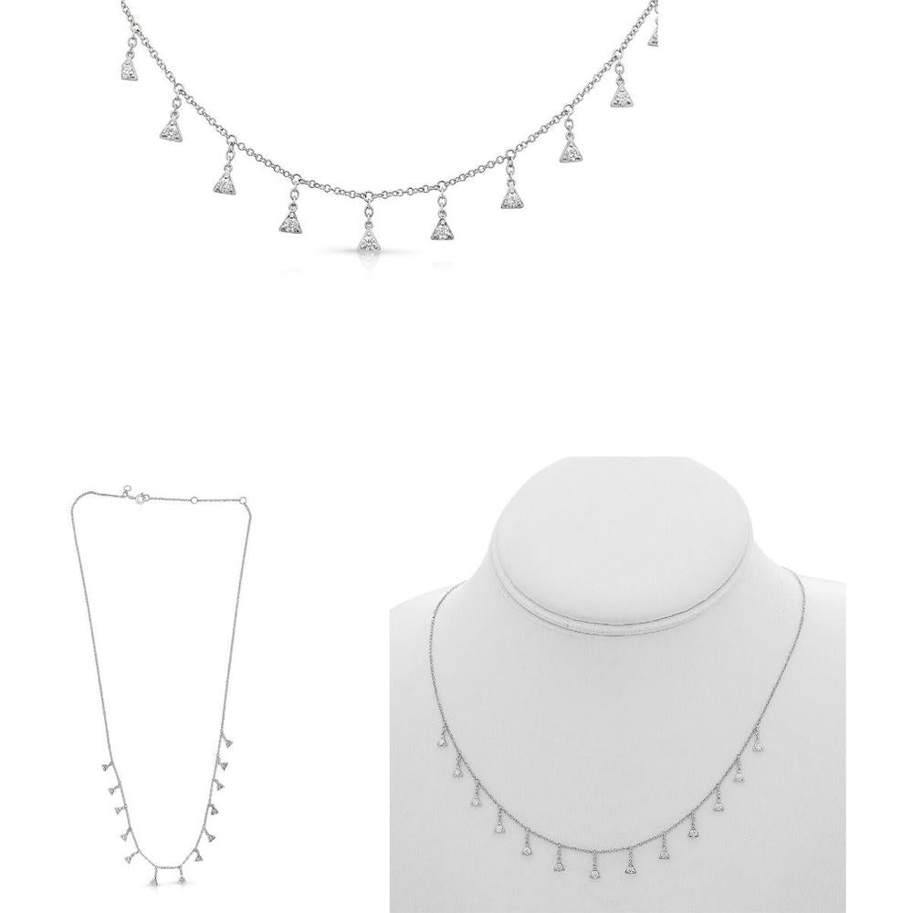 Roman & Jules - 14K White Gold Diamond Necklace with Seven Round Diamonds - 0.55 Carat Total Diamond Weight
