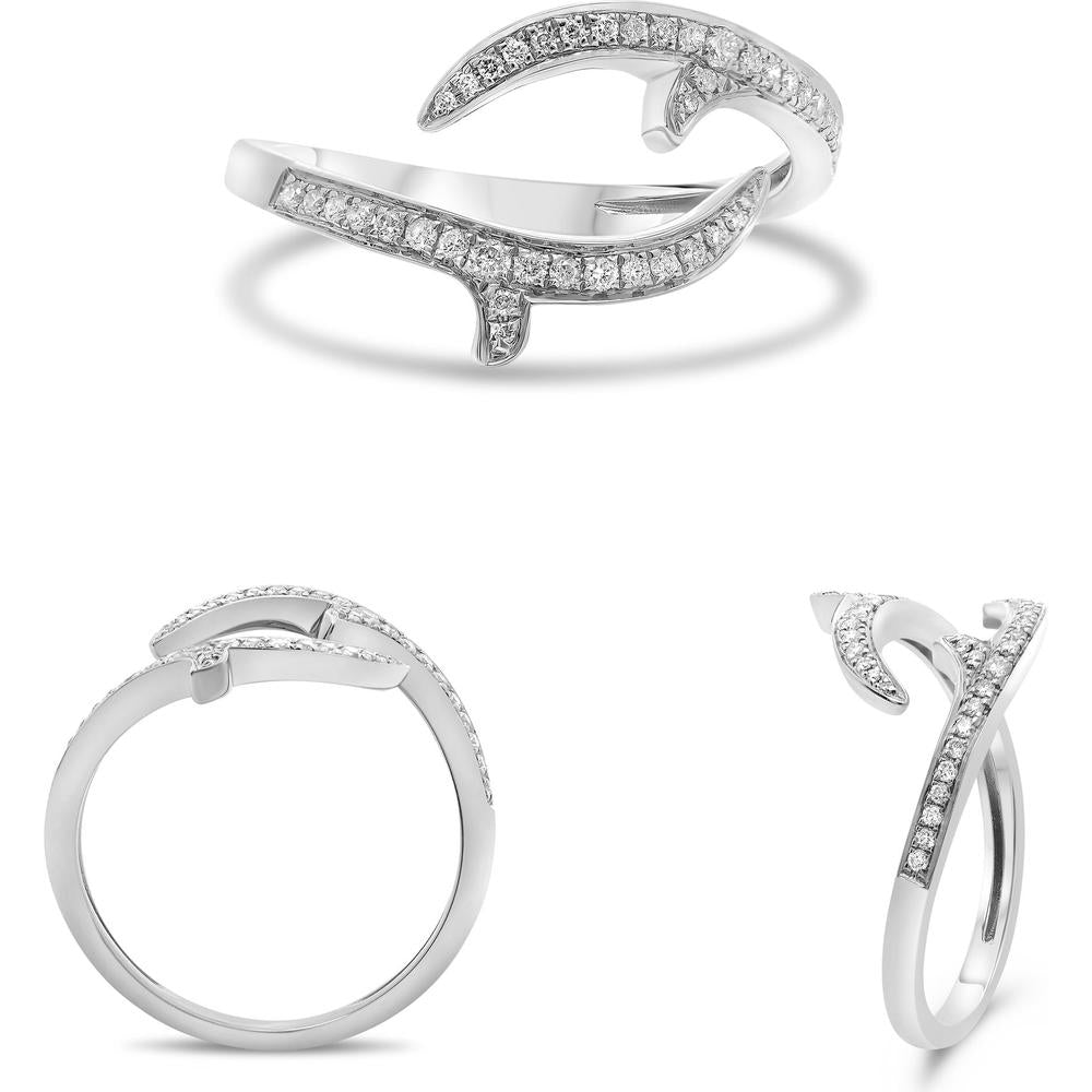 Roman & Jules - 14K White Gold Diamond Pave Bypass Ring - 0.15 Carat Total Diamond Weight