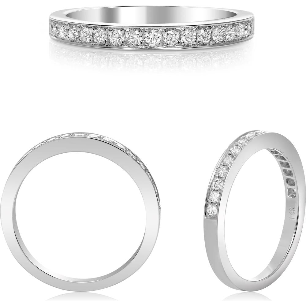 Roman & Jules - 14K White Gold Diamond Prong Channel Band - 0.28 Carat Total Diamond Weight