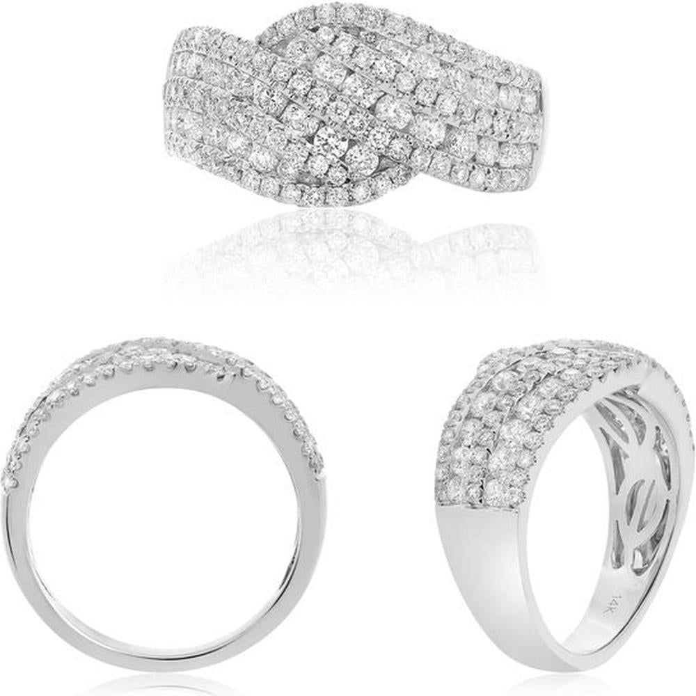 Roman & Jules - 14K White Gold Diamond Ring with 1.34 Carat Round Diamonds in Twist Design