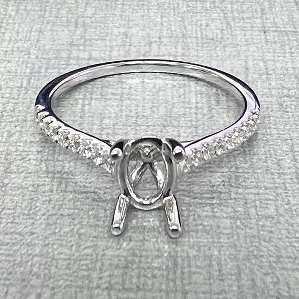 Roman & Jules - 14K White Gold Diamond Ring with Micropavé Round Diamonds - 0.12 Carat Total Diamond Weight