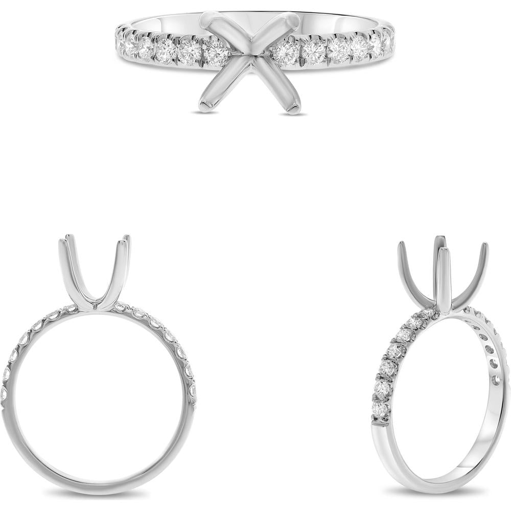 Roman & Jules - 14K White Gold Diamond Ring with Micropavé Setting - 0.33 Carat Total Diamond Weight