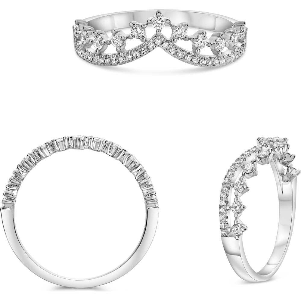 Roman & Jules - 14K White Gold Diamond Ring with Round Diamonds - 0.29 Carat Total Diamond Weight