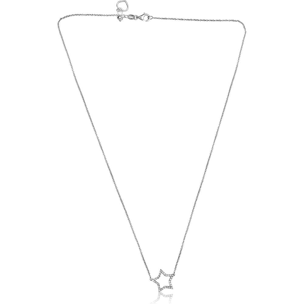Roman & Jules - 14K White Gold Diamond Star Necklace - 0.21 Carat Total Diamond Weight